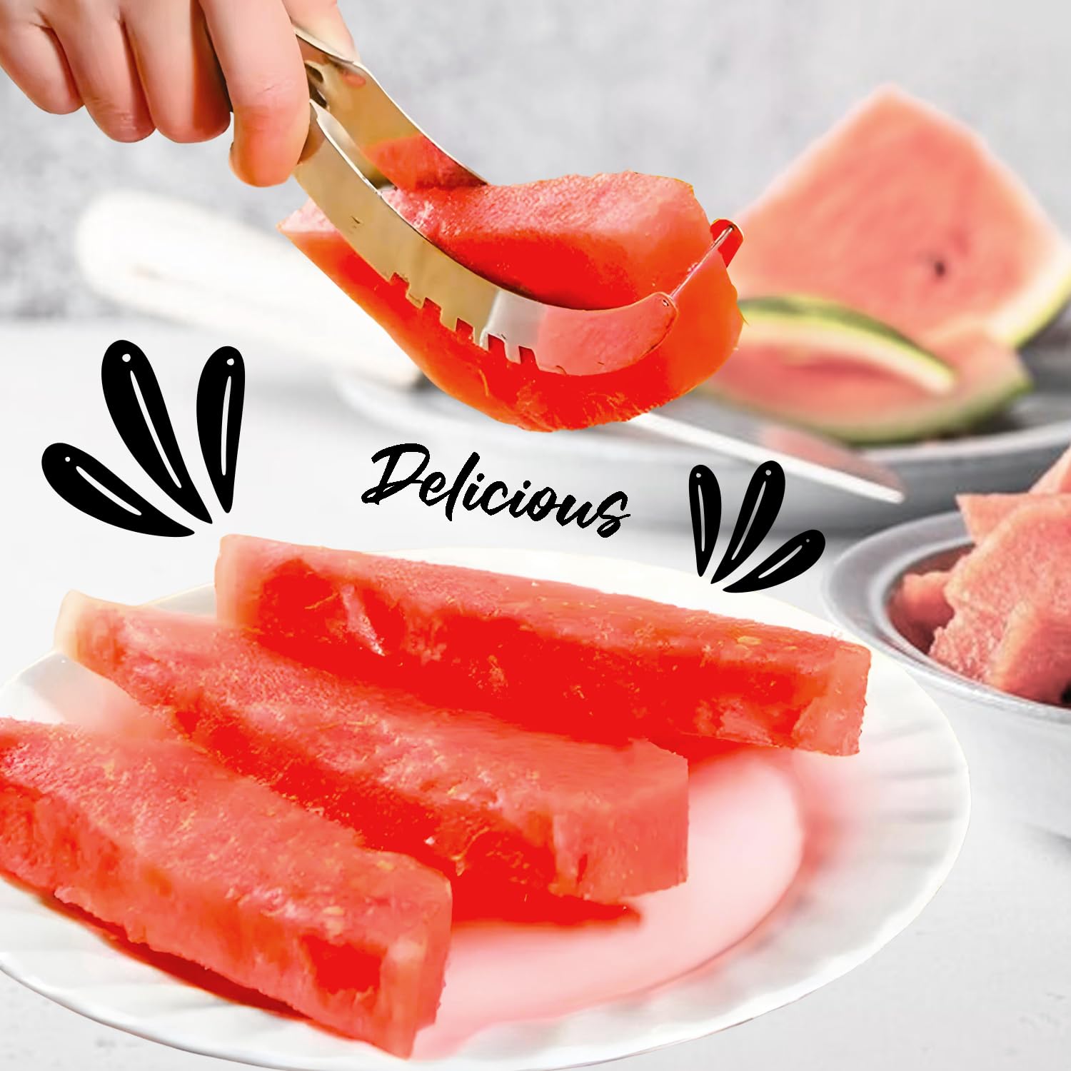 SliceCraft: 3-in-1 Stainless Steel Watermelon Cutter | Easy Grip Tool for Slicing Melons, Cantaloupes & Pineapples with Precision