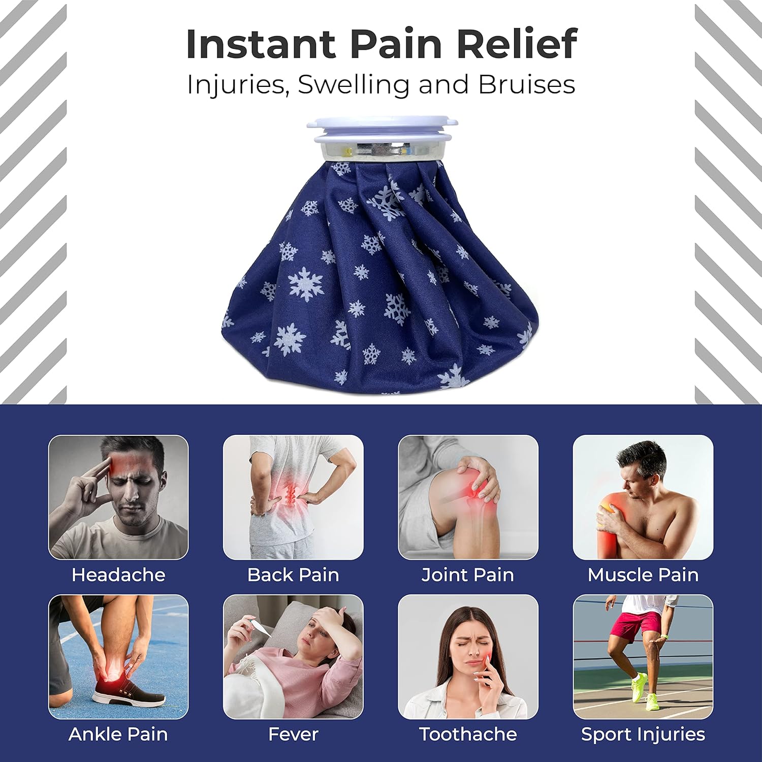 Hot Water Bag Ice Bag for Pain Relief 9Inch Ice Pack Bag for Pain Relief Cold Water Bag for First Aid Sports Injury Neck Knee for Pain Solve And Cold Therapy Comes with Leak-free Closure
