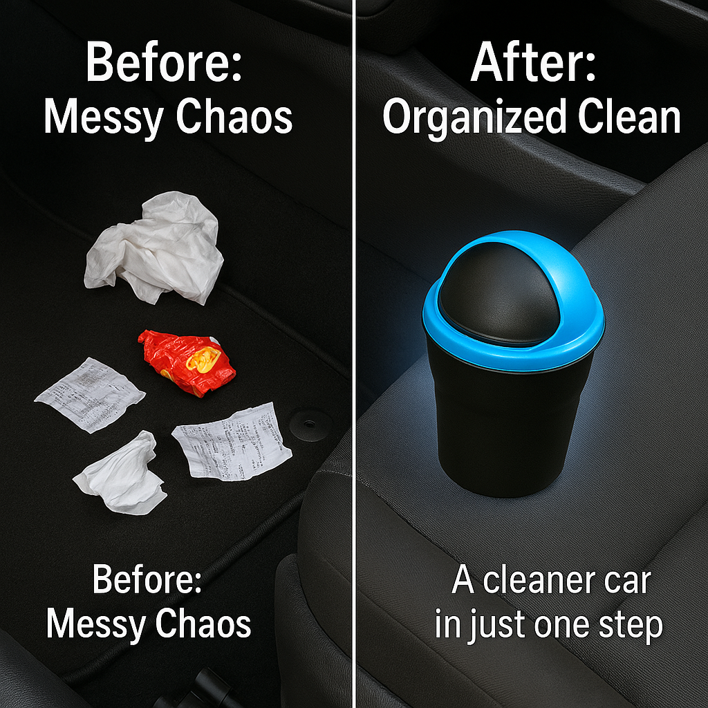 TrashMate: Compact Car Dustbin with Flip Lid | Portable Travel Bin for Cars, Desks & Cup Holders (Multicolour)